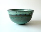Bowl in Mint Green and Turquoise, Hand Carved