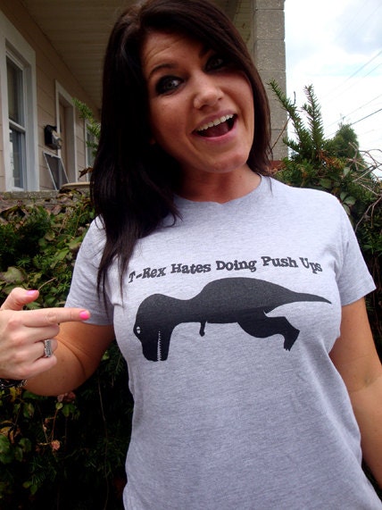 T-Rex Hates Doing Push Ups T-Shirt Funny Dinosaur Pushups Dino Geek Tee Shirt Tshirt Mens Womens Kids S-3XL