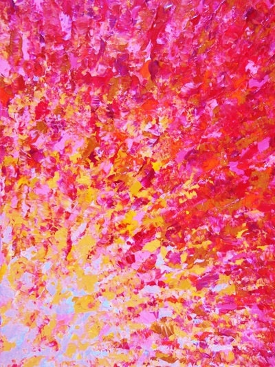ROMANTIC DAYS Fine Art Print, Beautiful Feminine Hot Pink Girlie Magenta Crimson Quality Digital Home Decor Art, Abstract Acrylic Painting