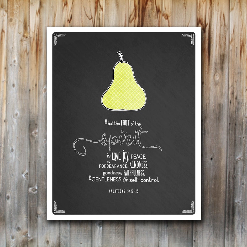 Digital Art Print: Fruits of the Spirit, Printable, Bible Verse, Christian, Galations, Chalkboard, Instant Download, 8x10, Home Decor
