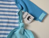 Newborn boy set. Sleep sack with matching hat. Blue stripes. Limited edition style.   (Made by lippybrand)