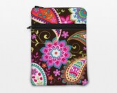 Paisley Kindle 4 sleeve, zipper Nook Tablet pouch, apple ipad mini cover with front pocket - colorful paisley