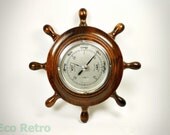 Nice Vintage 1950's Oak Nautical Ship's Wheel Barometer from SB