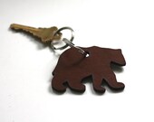 brown leather brown bear keychain