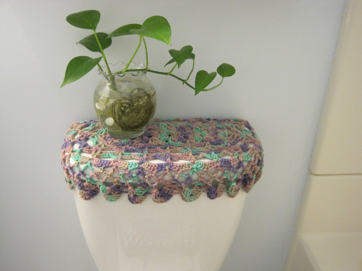 Crochet Tank Lid Cover, Cozy for Toilet Tank Lid -Shadow Ombre (TTL2A)
