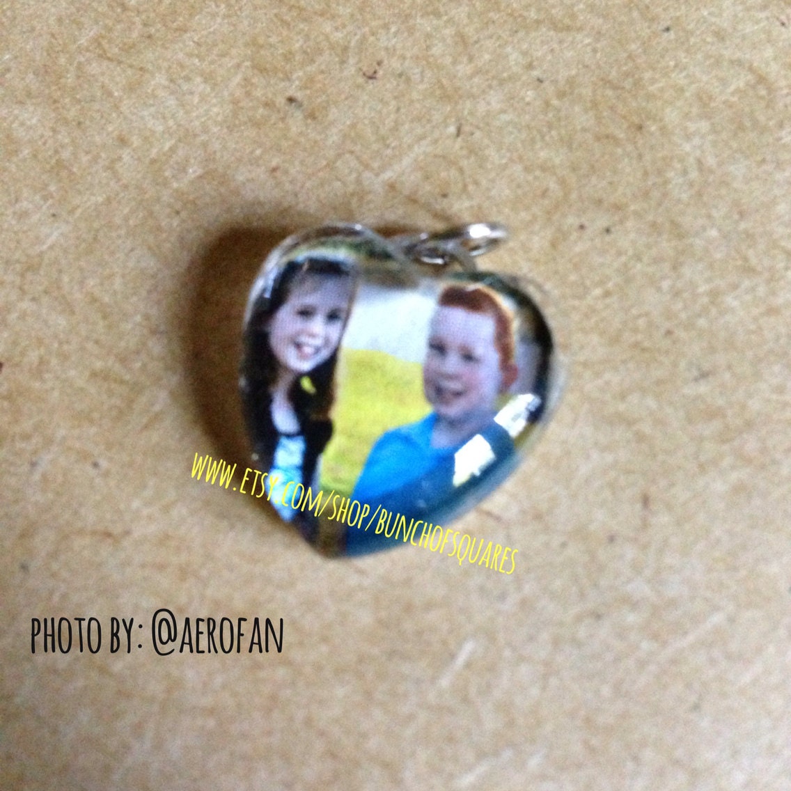 Instagram custom photo pendant (heart shaped) or child's artwork this is a sample but this design can be used (chain not included)