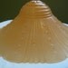 Vintage pink glass ceiling light shade rib and dot patterns .  11" round.  3 holes for chain