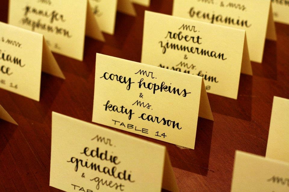 Calligraphy Place Cards (Cream Cardstock Black Ink)