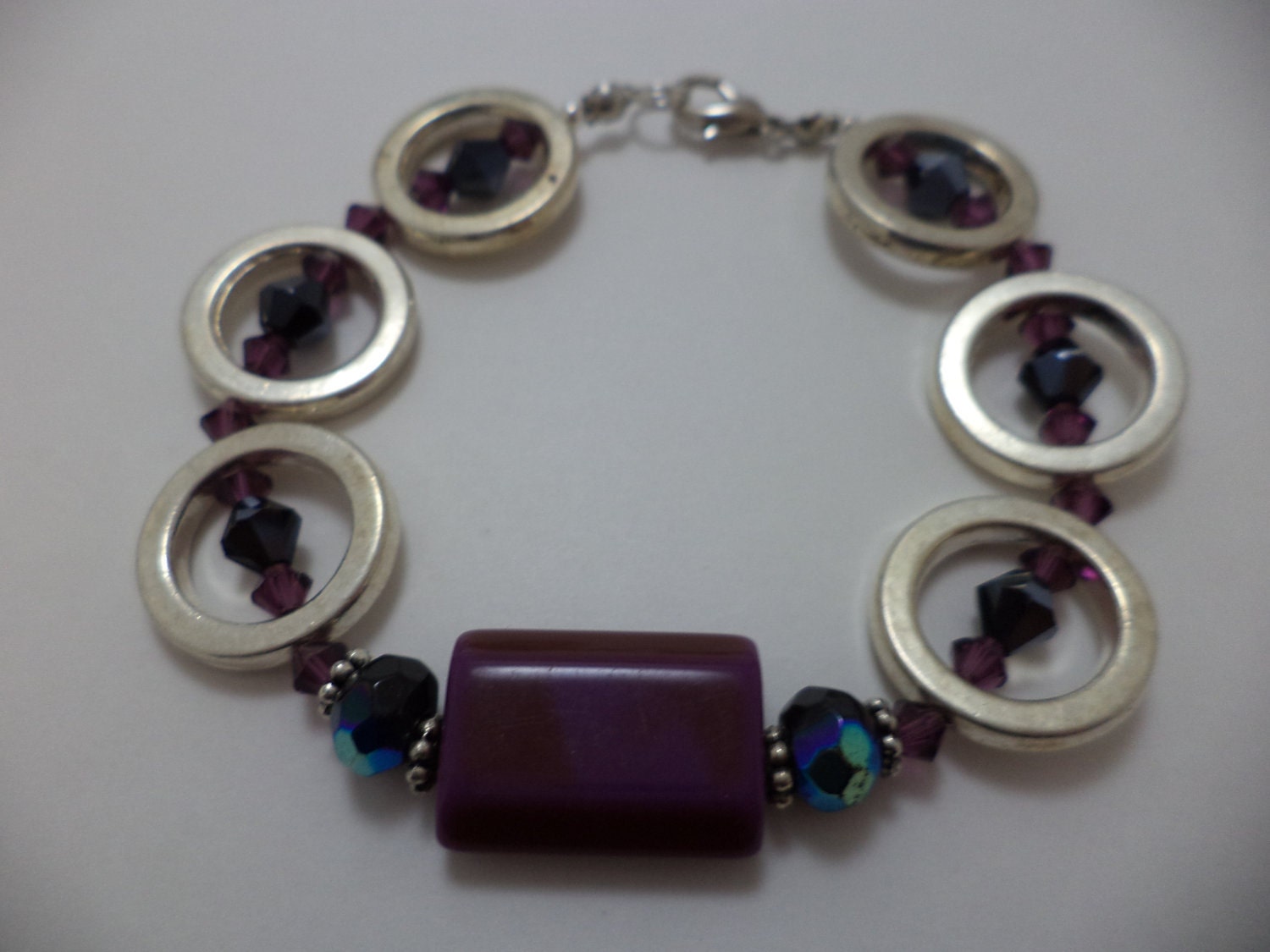 Gorgeous, purple, glass bead, sterling silver, ring, pin up girl, unique, one of a kind, bracelet