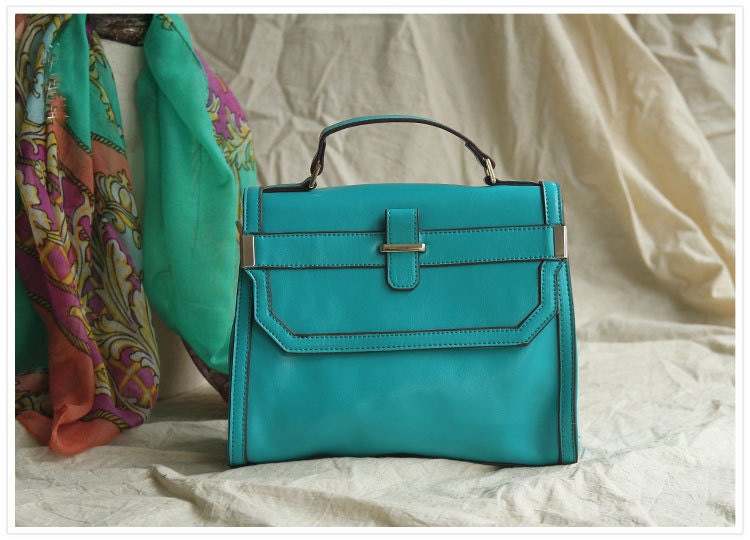 Leather Tote Bag - Briefcase - Shoulder Bag - Handbag - Satchel - Messenger Bag - Lady Bag in Blue