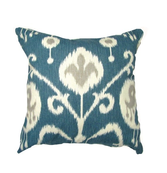Ikat Pillow Blue Pillow Covers -Modern Pillow Cover Throw Pillows- 16 x16"/ 17" x 17" /18" x18"