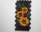 Wall decoration Sunflower wall hanging Yellow flowers home decor Paper filigree wall art