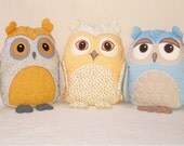 Organic Owl, Owl Bedroom Decor, Owl Pillow, Stuffed Animal  Softie  Unisex Grey Owl Pillow - HET -