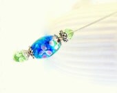 Turquoise hat pin womens accessories beaded lapel stick scarf pin aqua tiffany blue pink flowers feminine vintage style jewelry tagt tenx