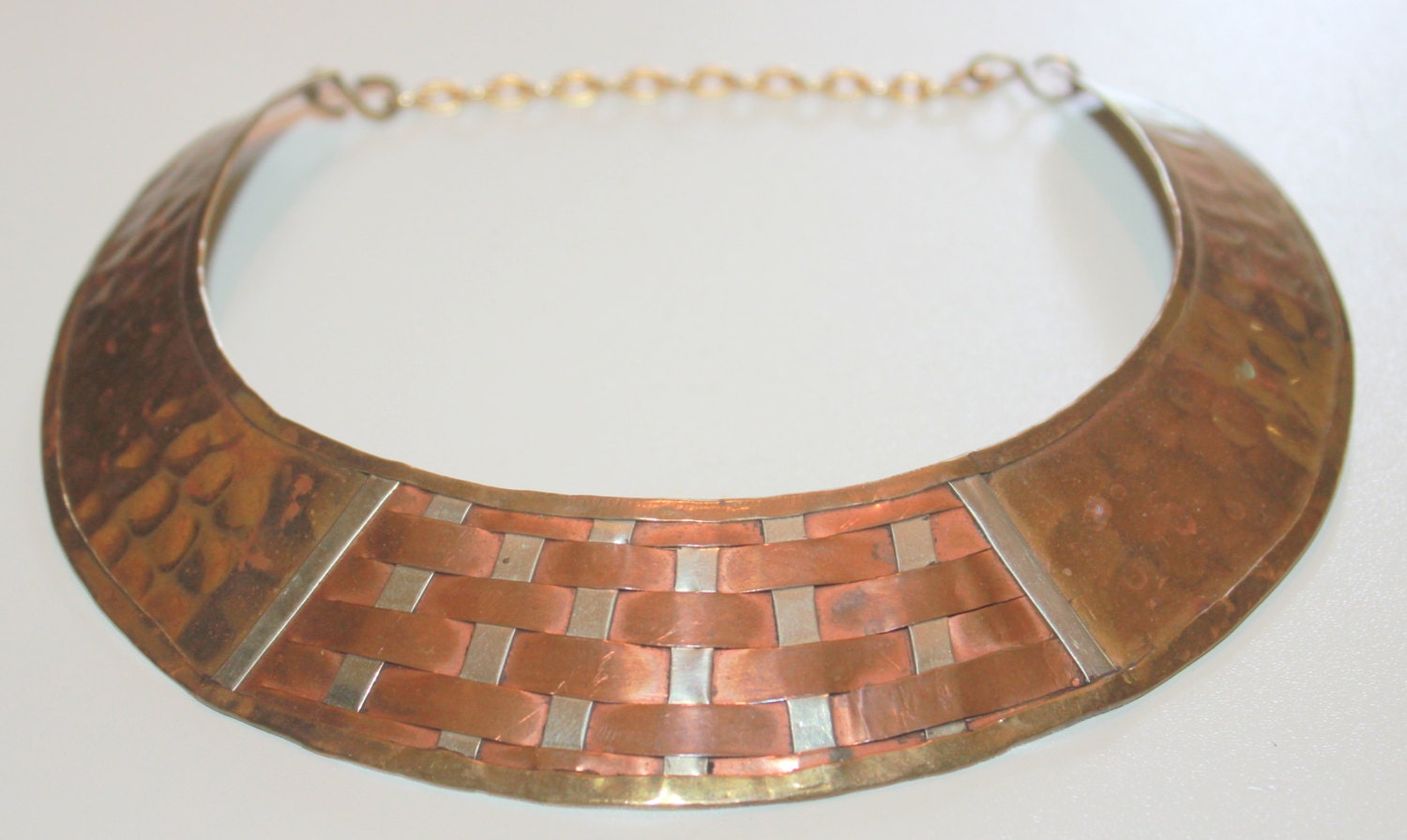 Large Tribal Collar Copper Brass Woven Necklace From India Tribal Boho
