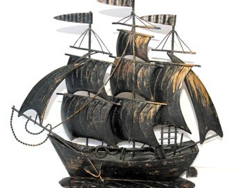 1970s Cape Code Metal Folk Art Boat