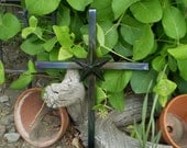 Natural Patina Rustic Metal Cross, Home Decor - Indoor Decorative Metal Cross - Cast Iron Star Center, Colored Patina Metal Decor Star Cross