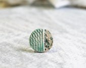 Mint ceramic cocktail ring silver ring adjustable size