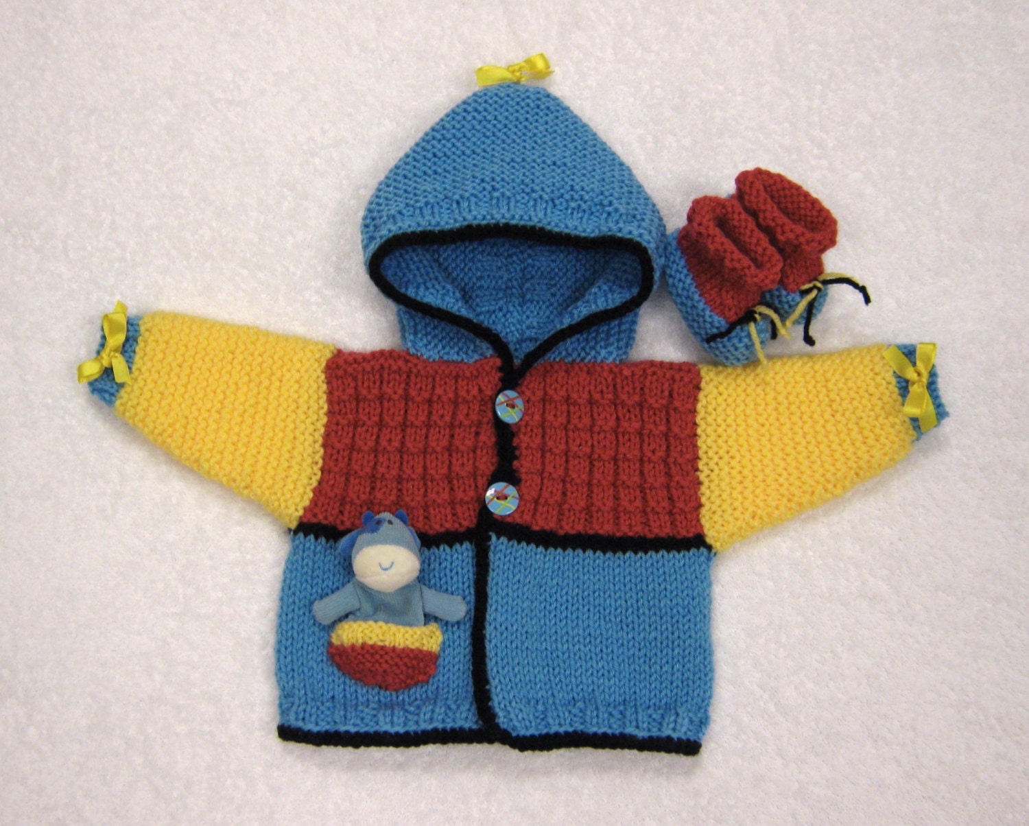 Fun, Colorful Baby Hoodie with Matching Booties