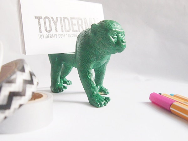 Custom Color Monkey Toy Business Card Holder // Painted Primate Animal Toy // Unique Gift Idea