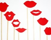 DIY YOU GLUE Photobooth and Party Props - (Set of 16) Lips on a Stick Wedding Photos Made to Order