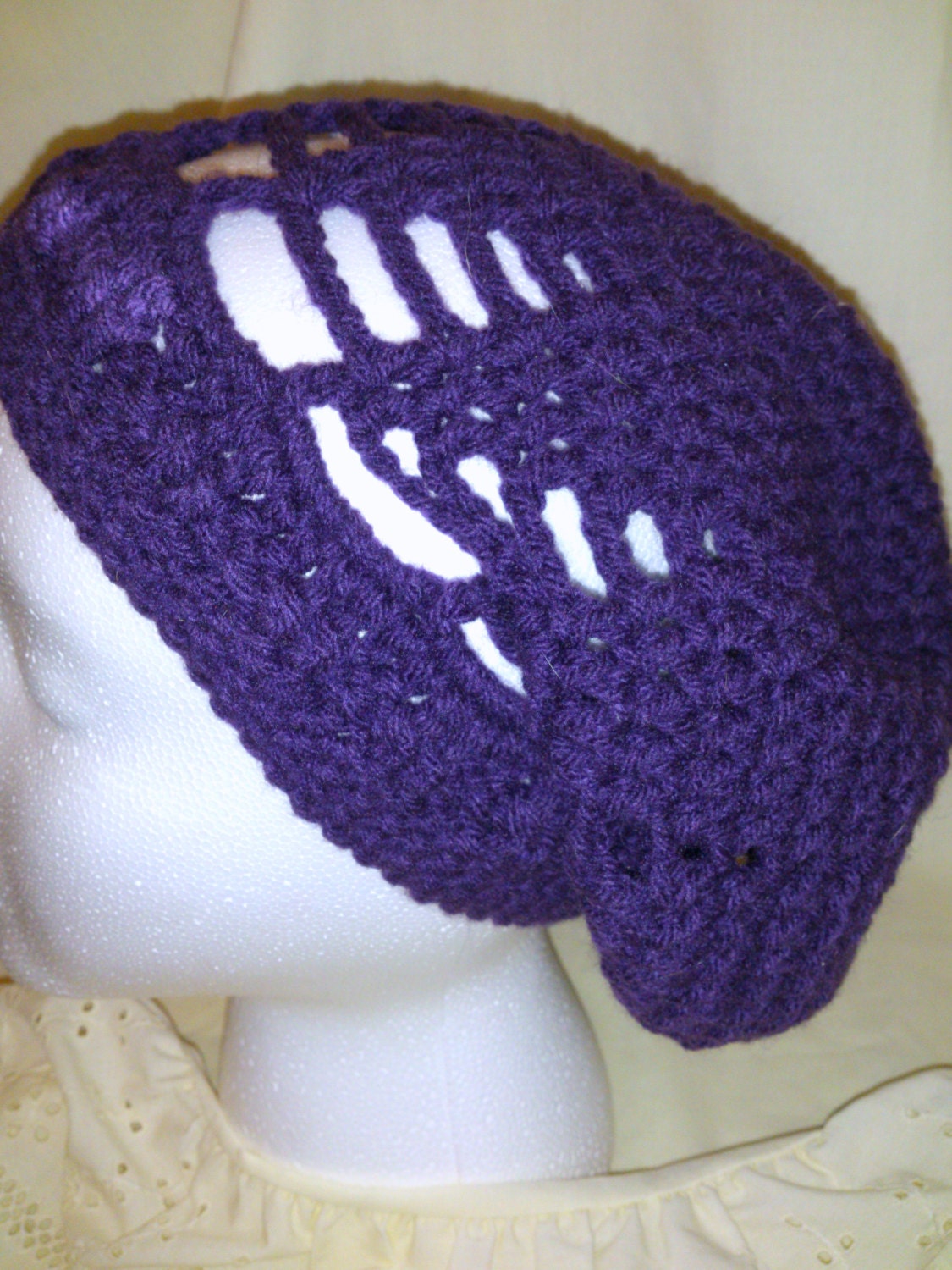 Purple slouchy pyramid beanie