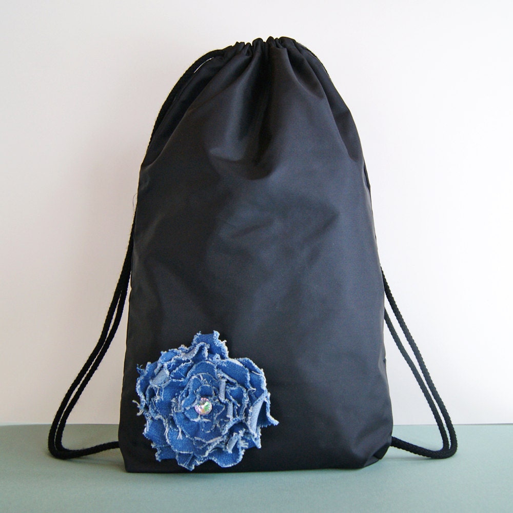 Drawstring Backpack - Nylon Backback - Fabric Flower Backpack Il_170x135