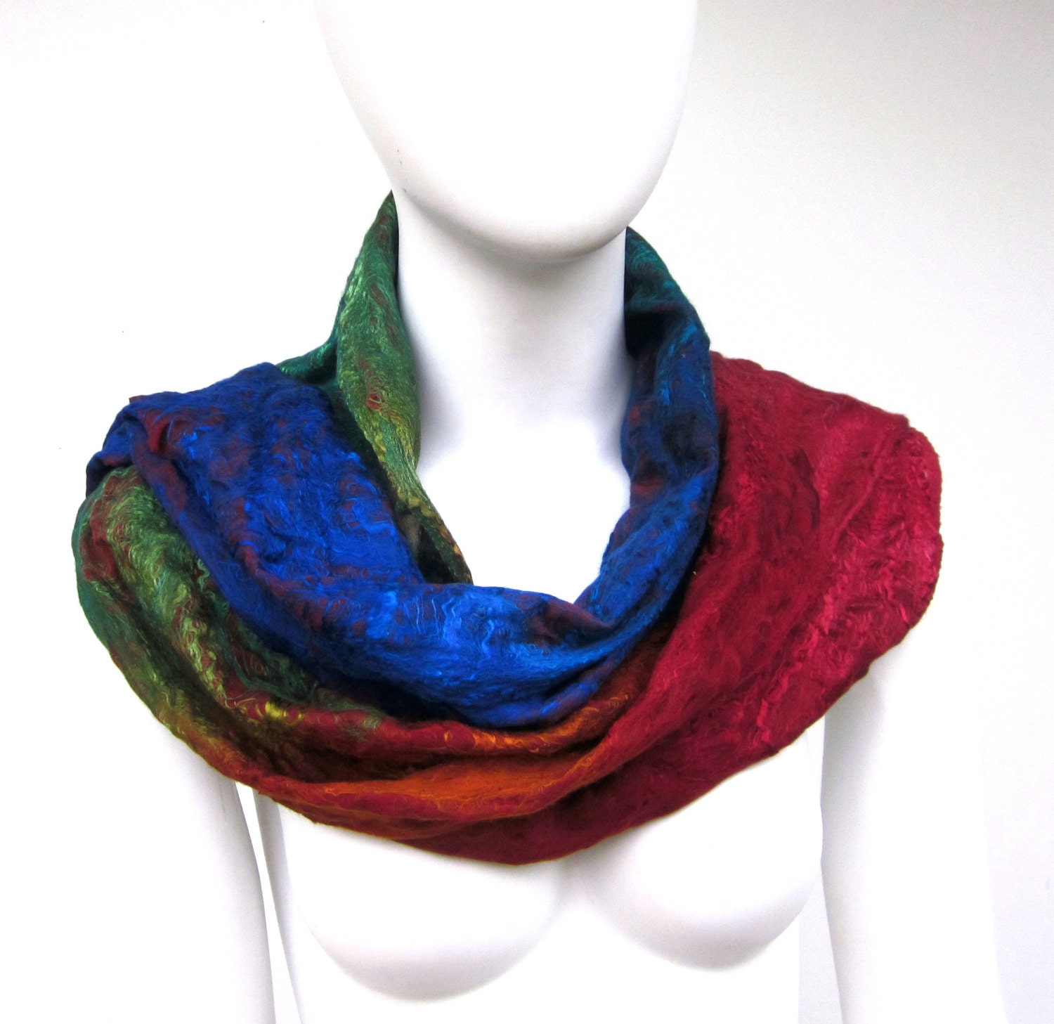 Silk Wool Scarf  Nuno Felted Moroccan Dream