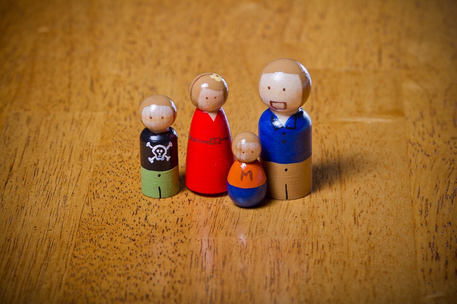 Custom Peg Doll Family of 4