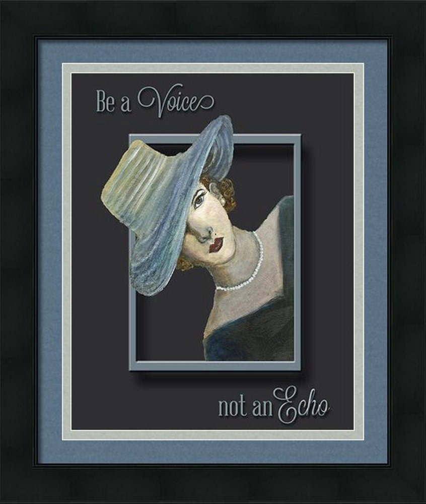 8 x 10 Vintage Fashion Lady in Hat Original Fine Art Print-Home Decor,Black,Typography art, Word Art, Fashion Design-Home