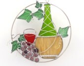 Red Wine Lovers Stained Glass Suncatcher Handmade