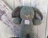 Hand Knit Green Bunny Rabbit Icelandic Lopi Wool Stuffed Animal