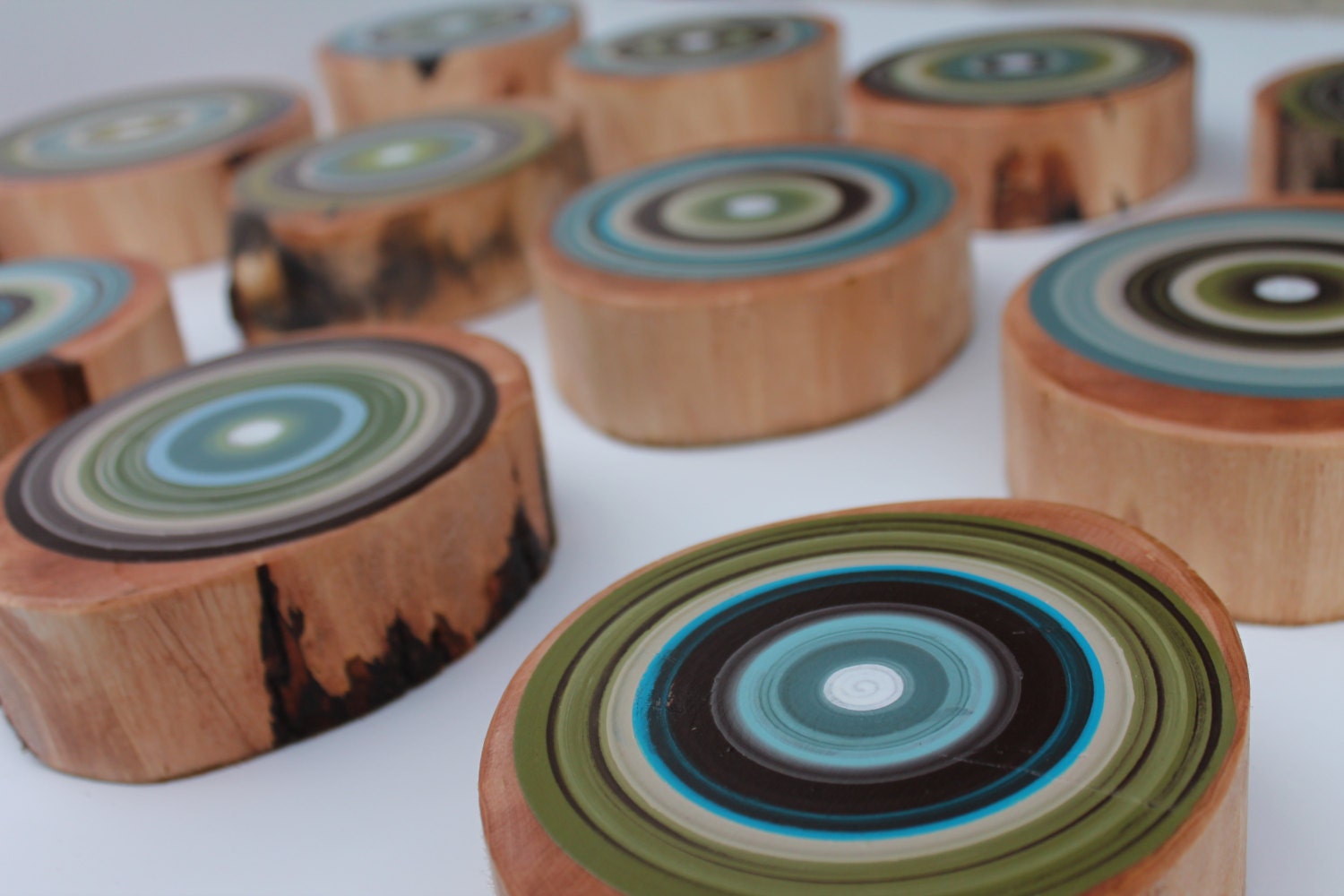 Set of 12 Tree Rings- Birthday Present - Anniversary Present - Unique Gift Idea - Reclaimed Wooden Wall Art