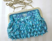Turquoise Blue Vintage Beaded Wedding handbag purse