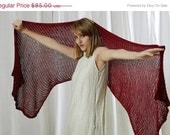 ON SALE Winter Burgundy Red Shawl Eco friendly organic cotton and soya handmade scarf