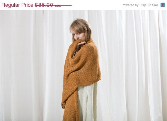 ON SALE Women Mustard Shawl,Eco Design Soya Scarf
