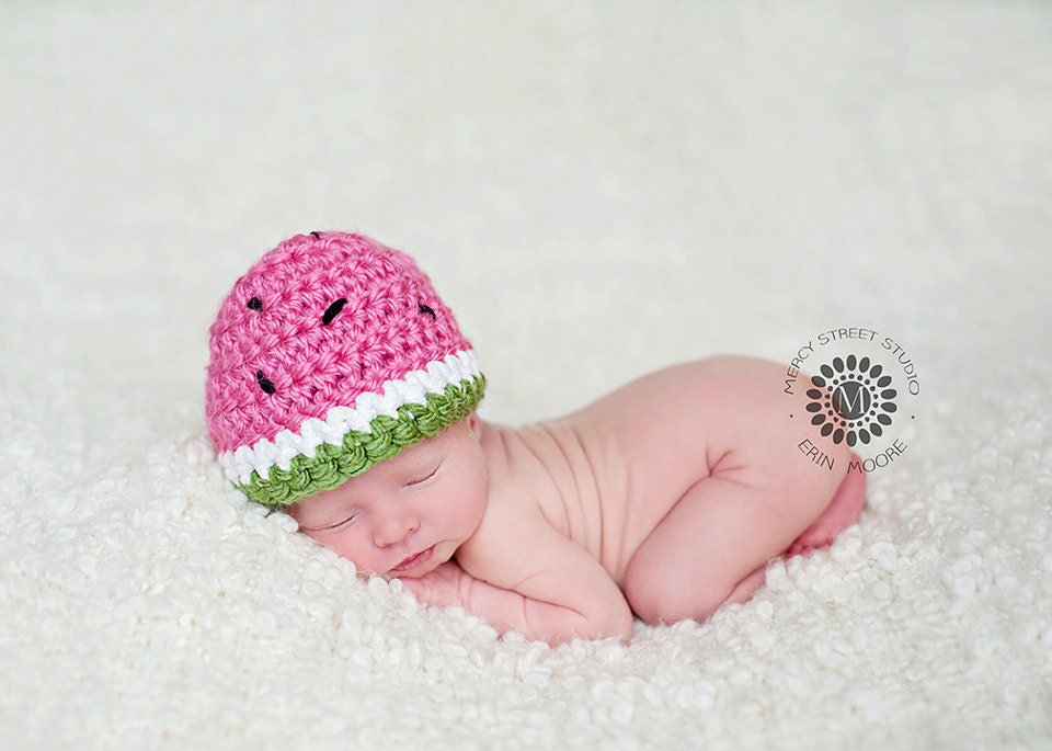 Watermelon Crochet Fruit Summer Beanie Hat Newborn Infant Baby Girl Photography Prop tutu set option