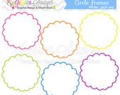 INSTANT DOWNLOAD whimsical circle frames - tag clipart - printable labels - rainbow - cards - invitations - scrapbook - digital frames Il_170x135