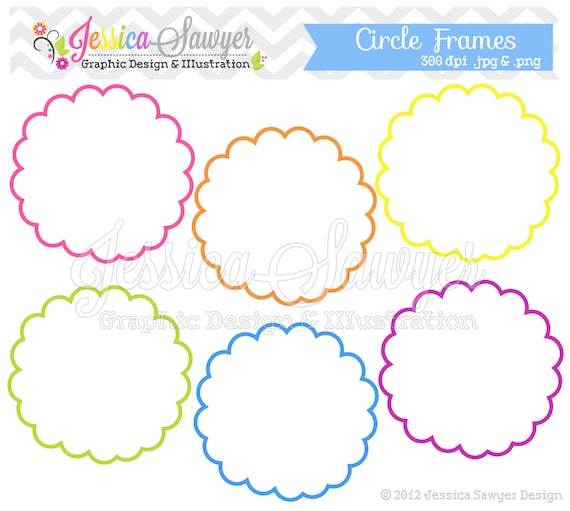 INSTANT DOWNLOAD whimsical circle frames - tag clipart - printable labels - rainbow - cards - invitations - scrapbook - digital frames Il_570xn