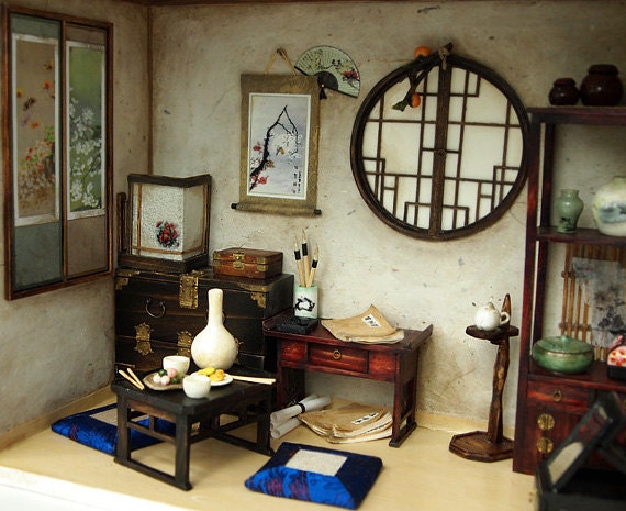 The orient traditional room (No.1)- asian old things, antiques -Dollhouse Miniatures 1:12