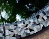 Oval Mosaic Mirror, Black and White Home Decor