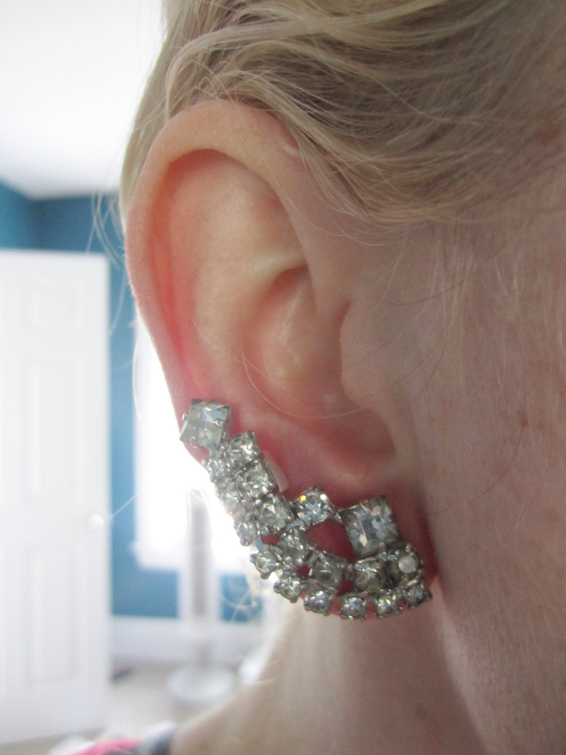 Handmade Vintage 1950s Rhinestone Ear Climber - by Love Obsessed