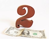 Number 2 vintage sign, Wooden Number 2, Styled from the 2 dollar Bill, old sign number 2, Small Wood Number 2