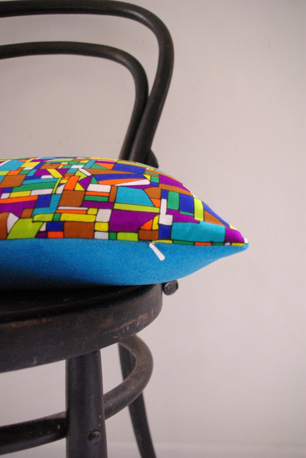 PUZZLED - cushion cover neon bright colourful geometric vintage limited edition throw pillow 60 x 30cm  or 24" x 12"