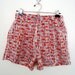 80s Pattern Swim Trunks / red, white & gray tribal / vintage lined bathing suit / men's large