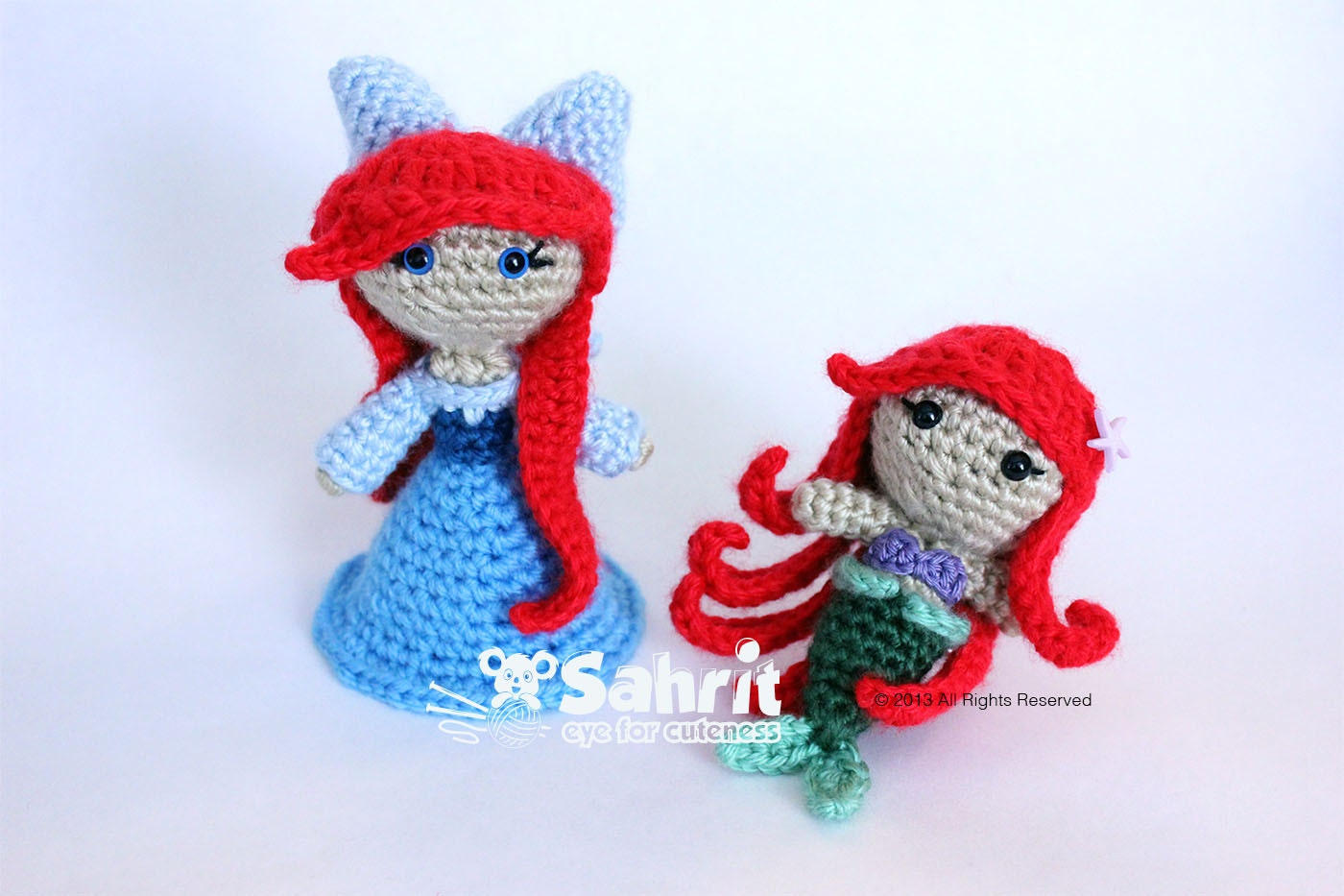 BUNDLE Instant Download PATTERN Ariel Human AND Little Mermaid Princess Crochet Doll Amirugumi
