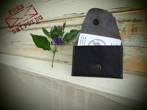 Brown - Leather business card holder, Credit Card Wallet, leather Credit Card case