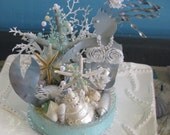 Mermaid Seashell Coral Reef Bubbles Wedding Cake Topper-Quinceanera Cake Topper