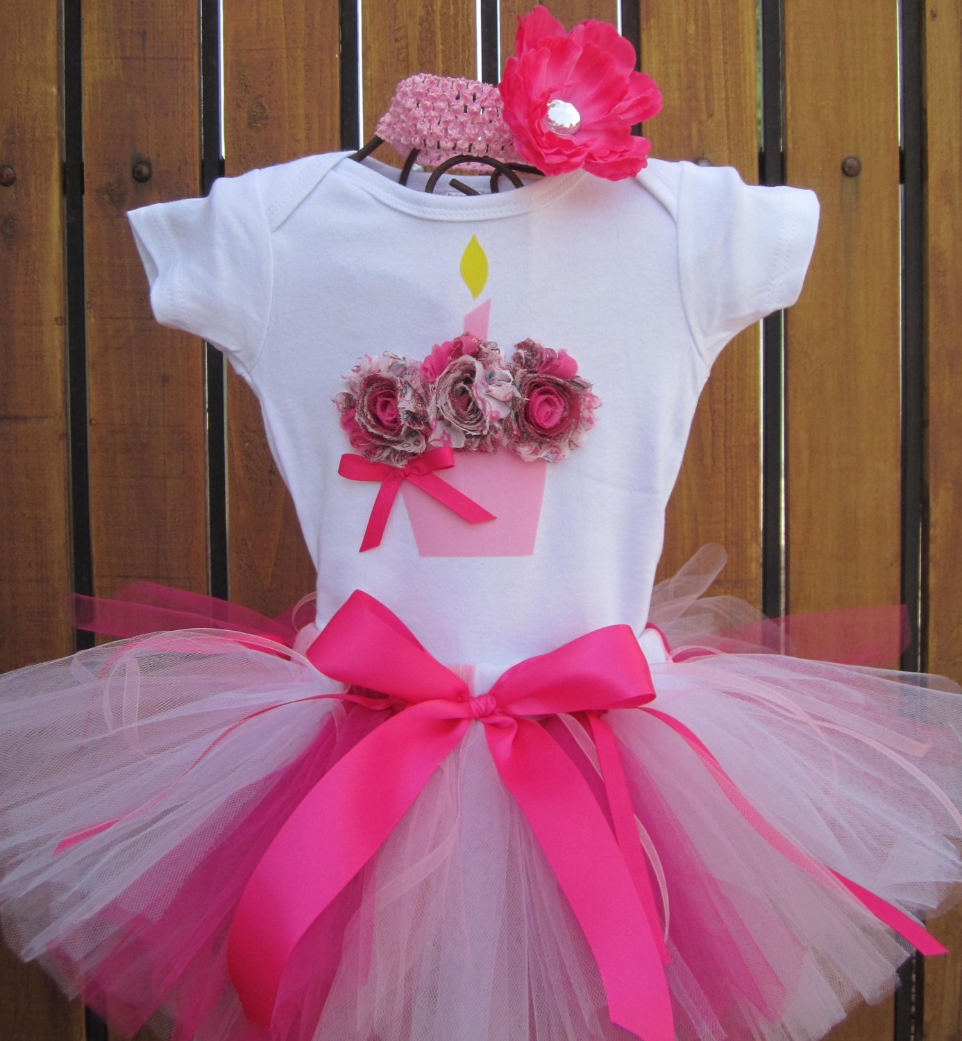 PINK PAISLEY BIRTHDAY - 3D Cupcake 1st Birthday Set Includes Tutu, 3D Cupcake Onesie and Free (1) Flower Headband- 1st 2nd 3rd 4th 5th bday
