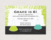Mad Science Birthday Invitation - Printable Birthday Party Invite - Personalized Kid's Birthday Invitation - 7x5 OR 6x4 DIY Printable Il_170x135